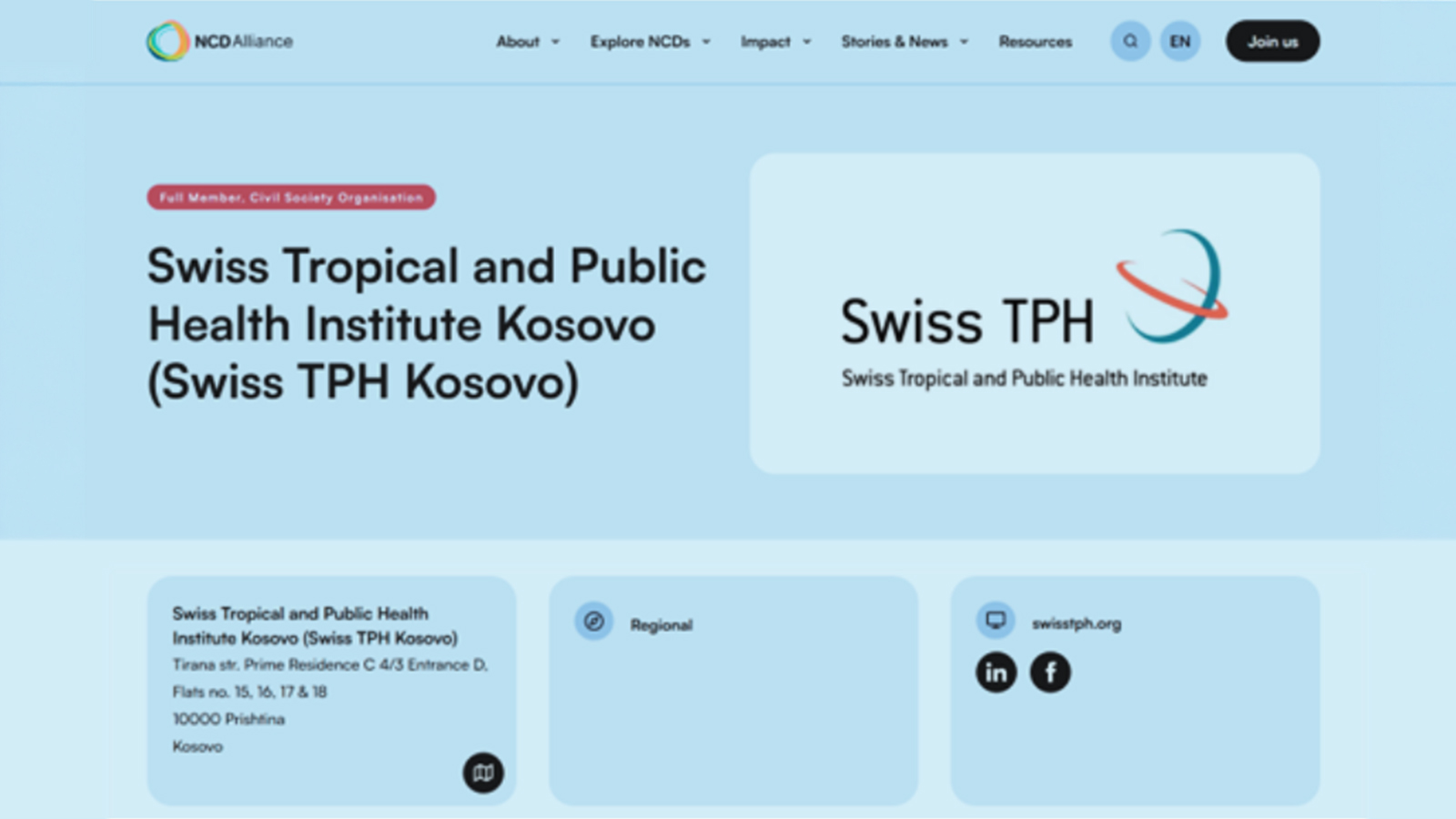 Swiss TPH Kosovo Joins the NCD Alliance As Full Member